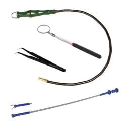 Magnetiniai įrankiai: griebtuvai, magnetai, veidrodėliai, pincetai