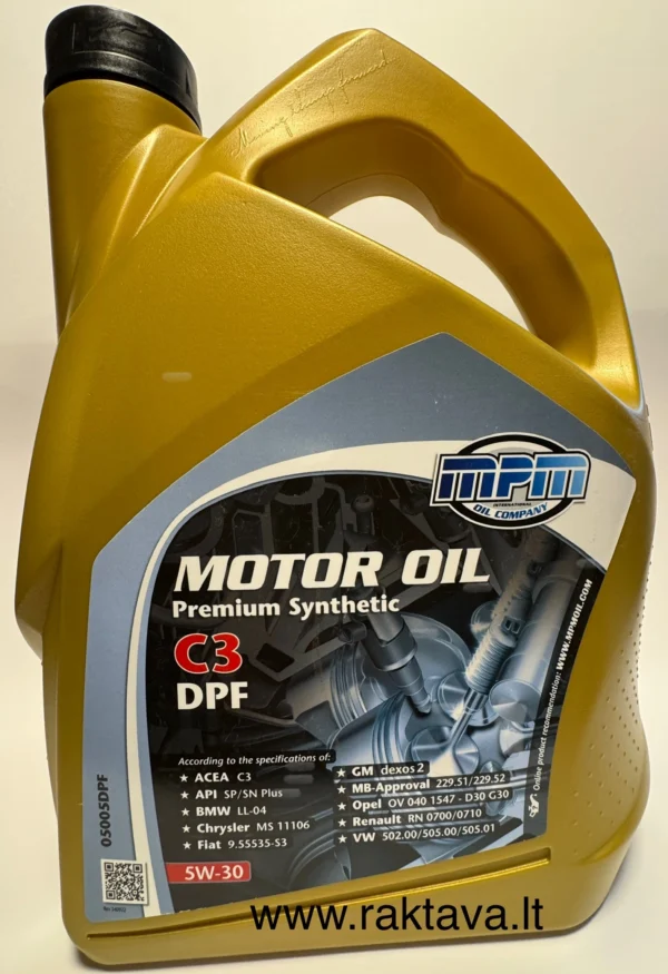 Alyva MPM Motor Oil 5W30 Premium Synthetic C3 DPF 5L