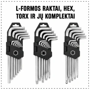L-shaped keys, hexagons, TORX and their sets