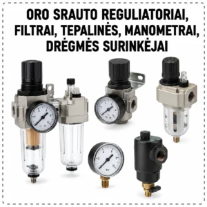 Air flow regulators, filters, lubricants, manometers, moisture collectors