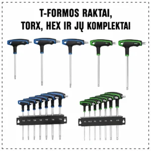 T-shaped TORX and HEX keys, their sets